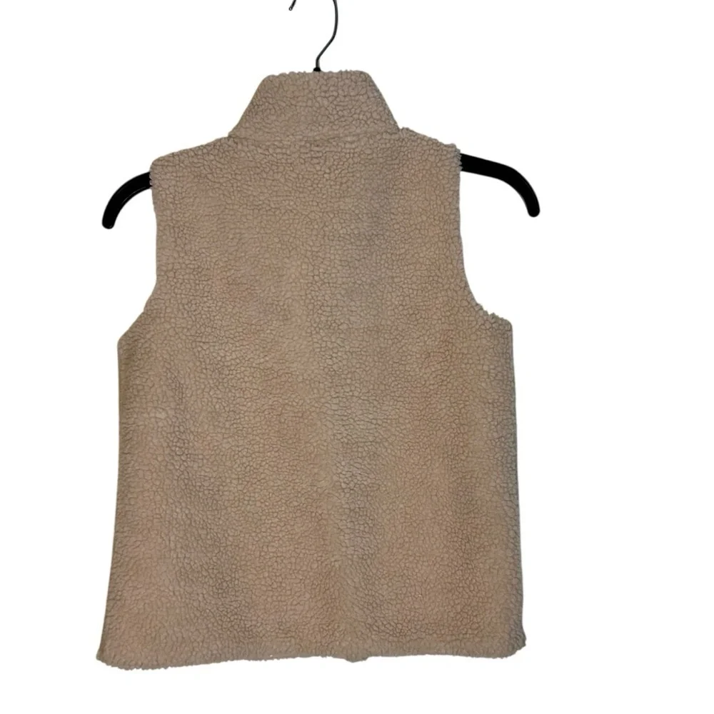 J. Crew Crewcuts girls size 10 Teddy Cozy Sherpa Zip Up Vest Pockets Pink Beige
